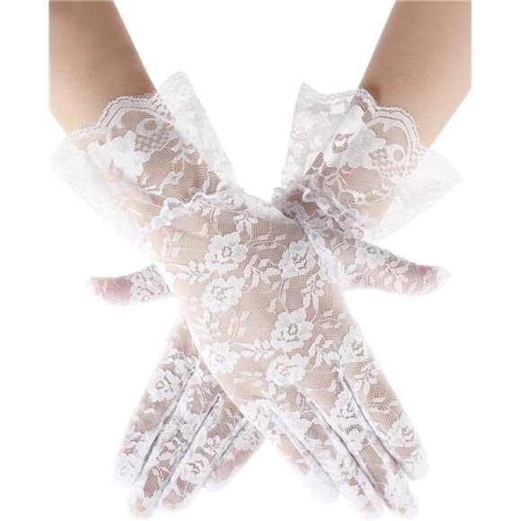 Accessories - Ladies Lace Gloves for Women White